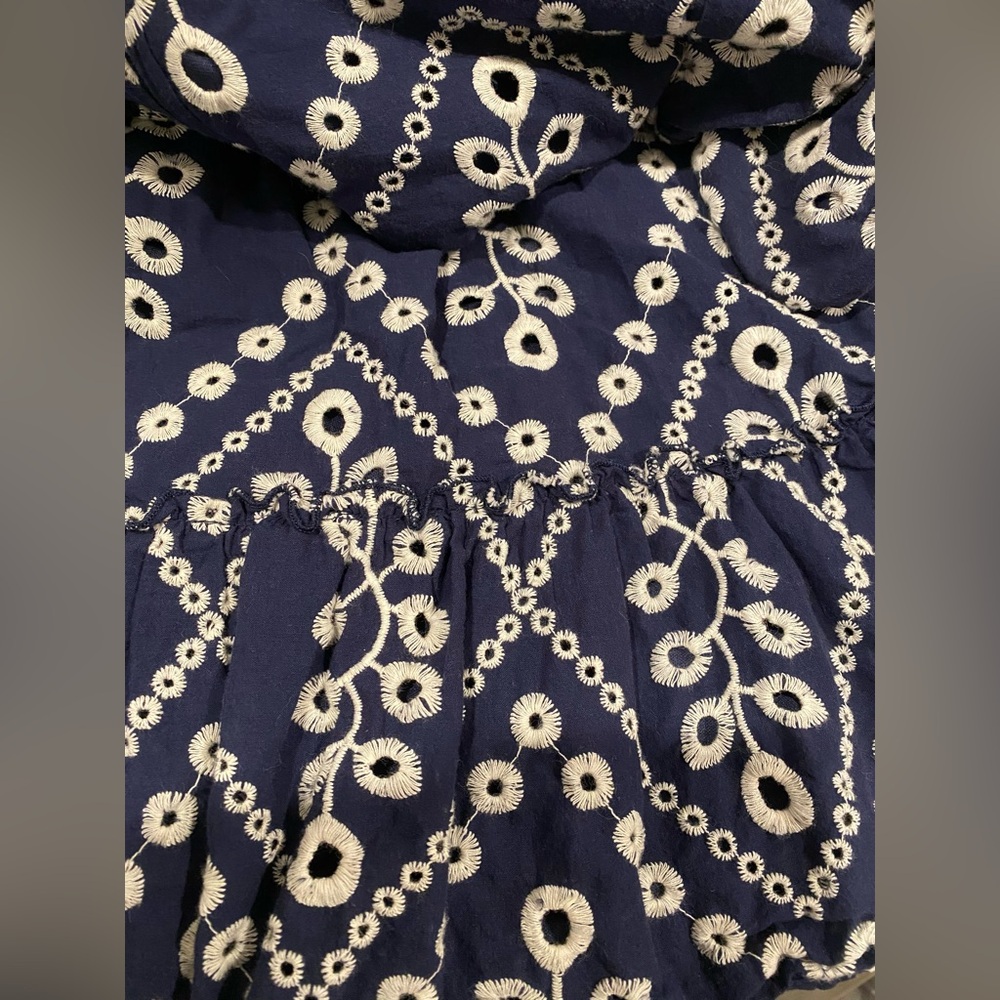 Mi ami Navy and White Embroidered Baby Doll Mini Dress - Picture 5 of 11
